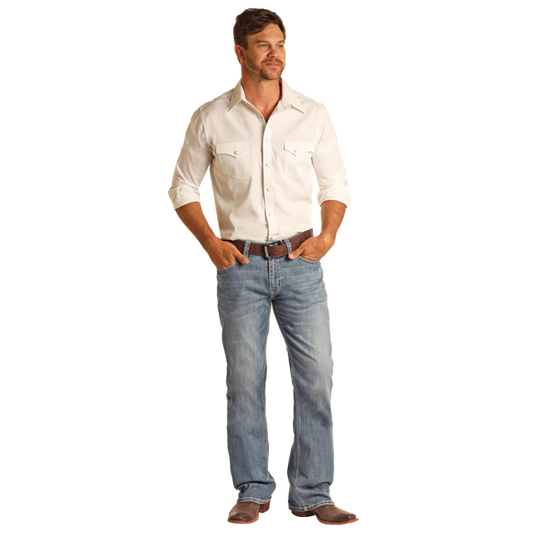 Rock & Roll Men's Reflex Ivory Boot Cut Jeans