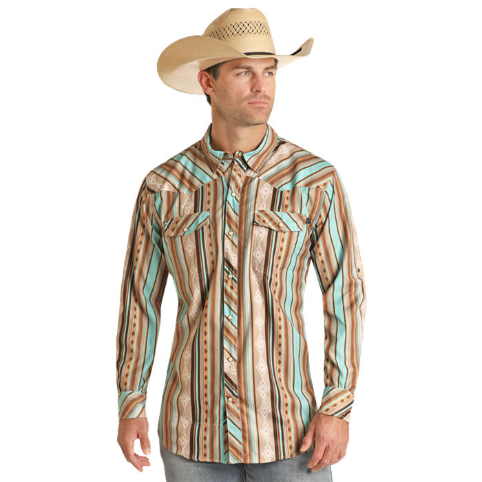 Rock & Roll Men's LS Ripstop Tropical Shirt  Tan