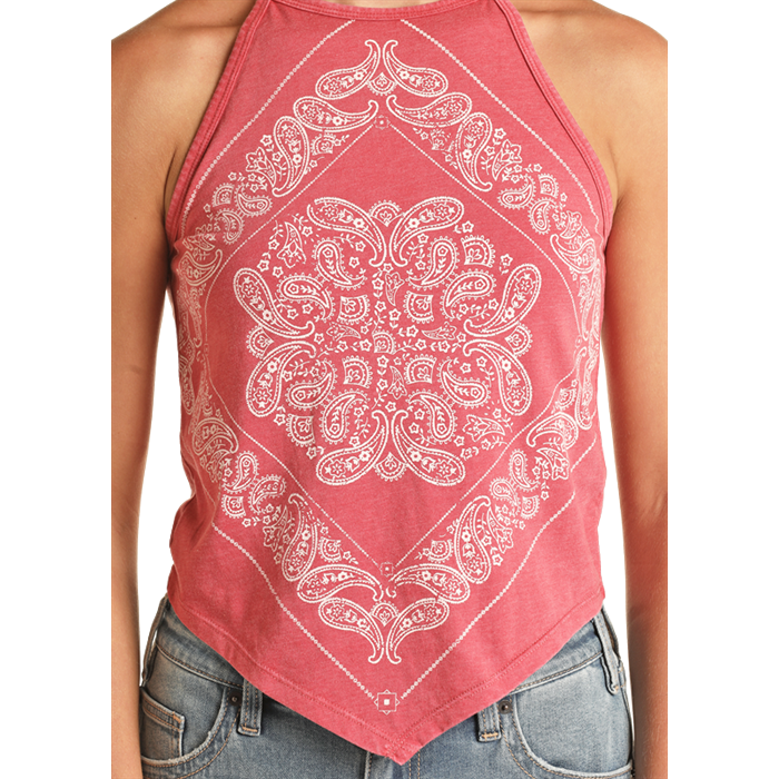 Rock & Roll Tank w/Bandana Graphic - Red