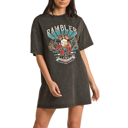 Rock & Roll Women's Oversized Rambler T-Shirt Dress