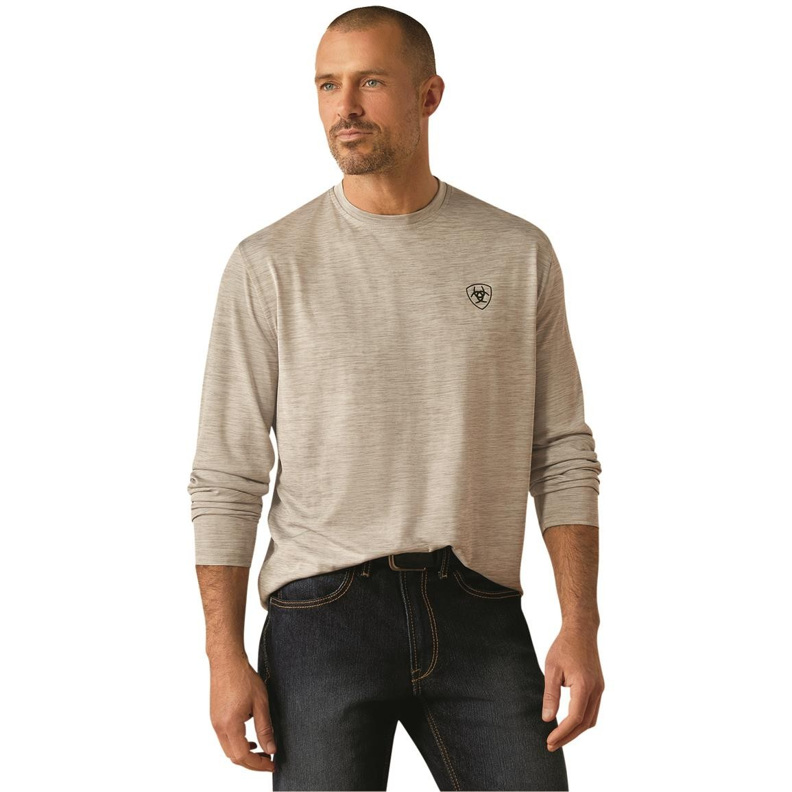 Ariat Men's Charger Muddy Shield Long Sleeve Shirt - Light Grey Heather