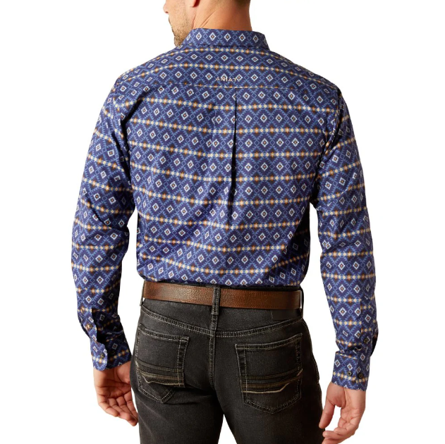 Ariat Men's Conner Fitted  Long Sleeve Shirt- Navy