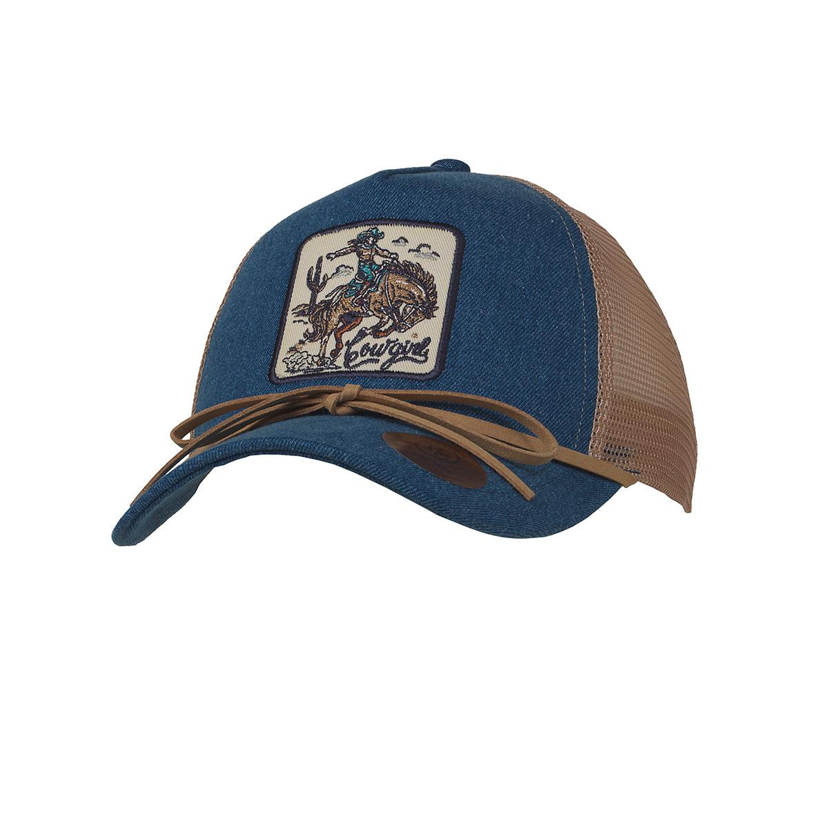 Ranch Craft Cowgirl Ribbon Curved Brim Cap- Denim