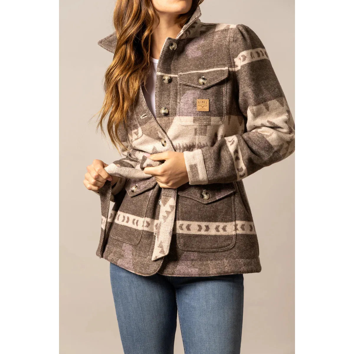 Kimes Women's Long Sleeve Rebecca Wool  Jacket - Natural