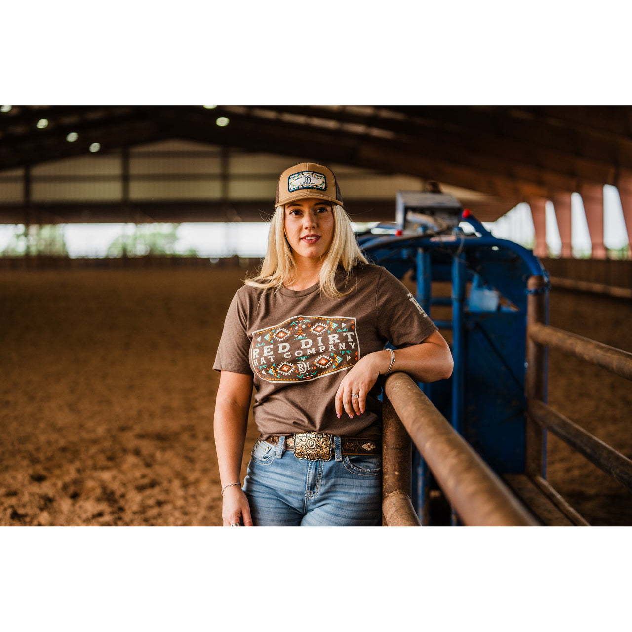 Red Dirt Hat Co. Unisex Cowboy Aztec T-Shirt - Heather Brown