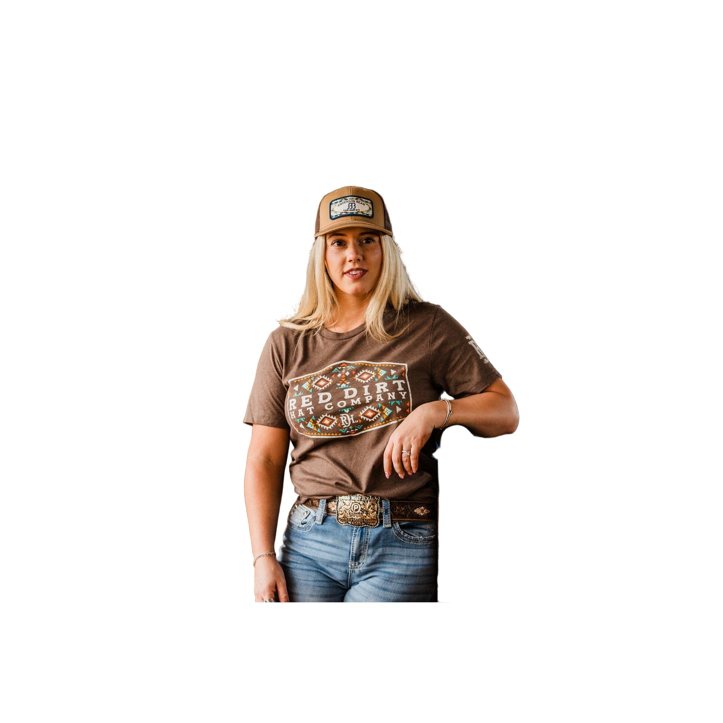 Red Dirt Hat Co. Unisex Cowboy Aztec T-Shirt - Heather Brown