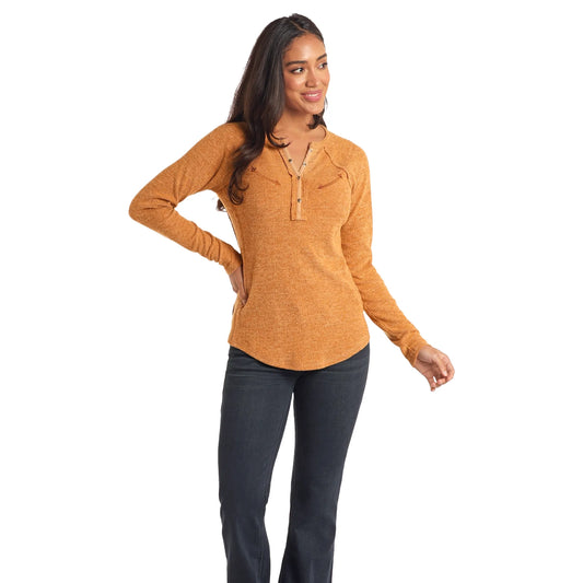 Rock & Roll Women's Long Sleeve Tee Shirt- Mustard