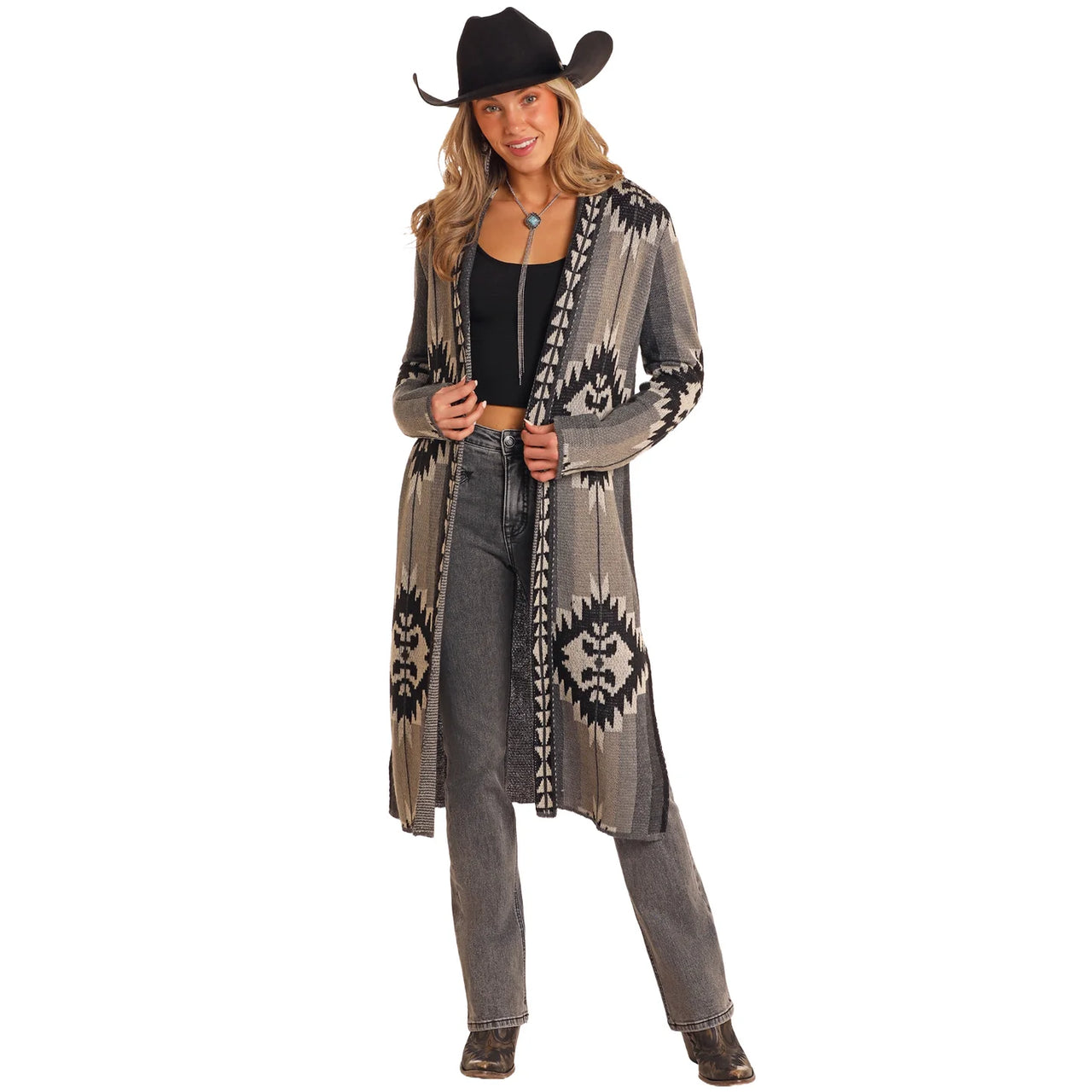 Rock & Roll Women's Aztec Duster - Black