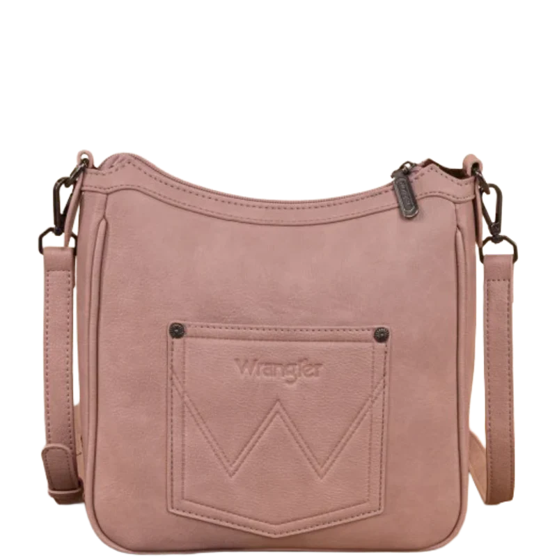 Wrangler Sherpa Aztec Canvas Crossbody Bag- Dark Pink