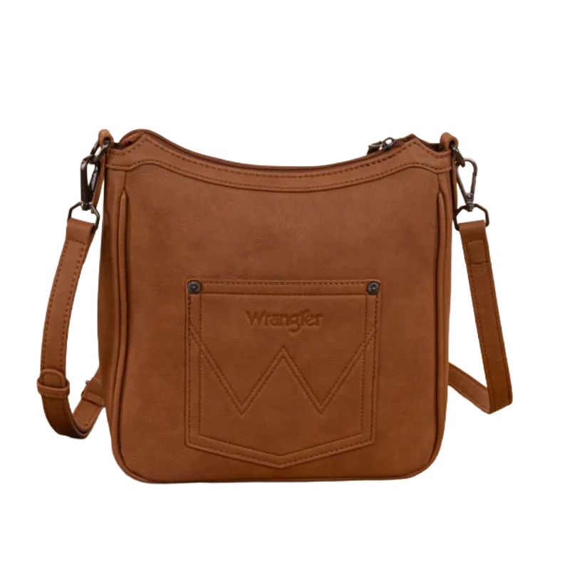 Wrangler Sherpa Aztec Canvas Crossbody Bag- Brown