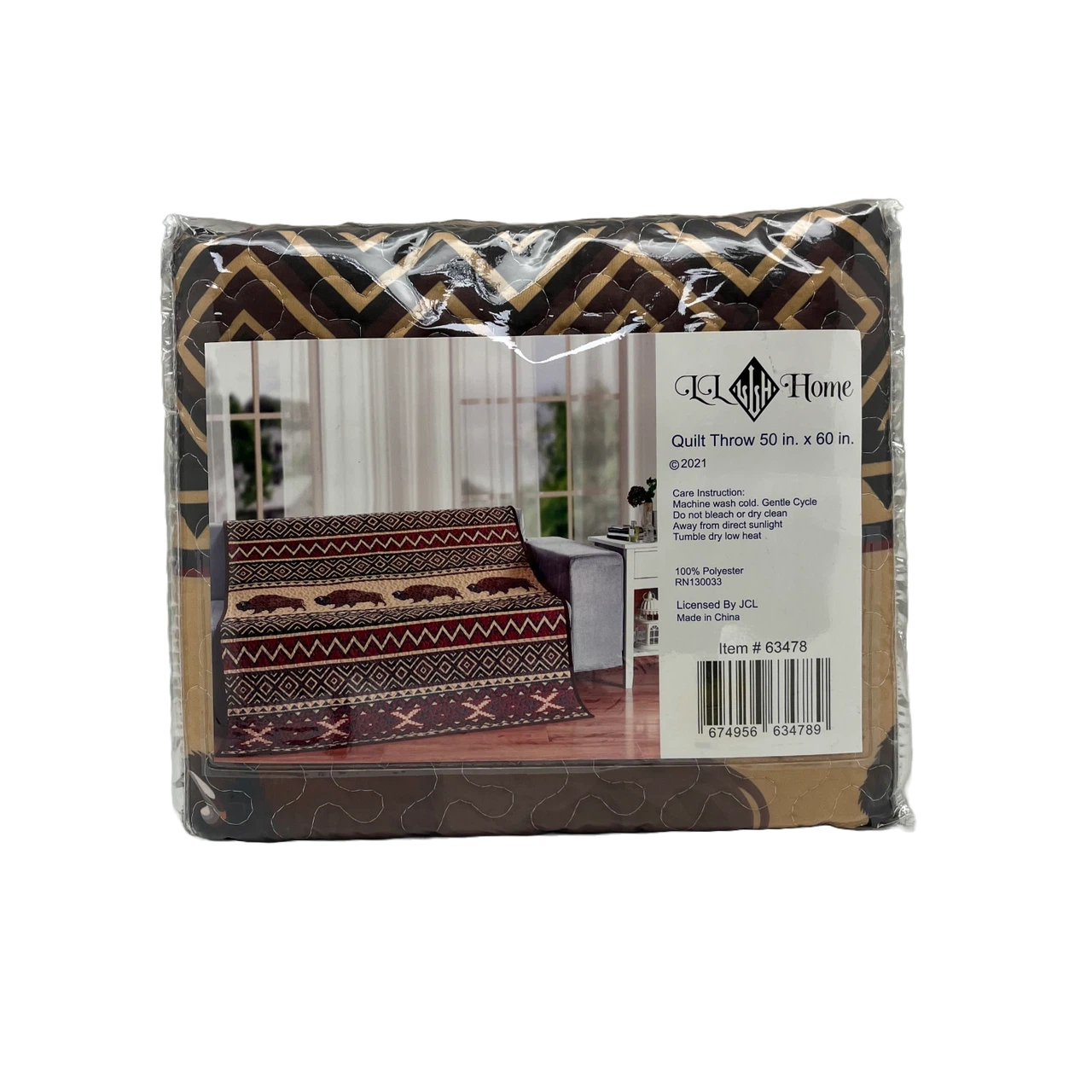 Western Varieties 50x60 Quilt Throw Blanket - Buffalo Yellow Ranch