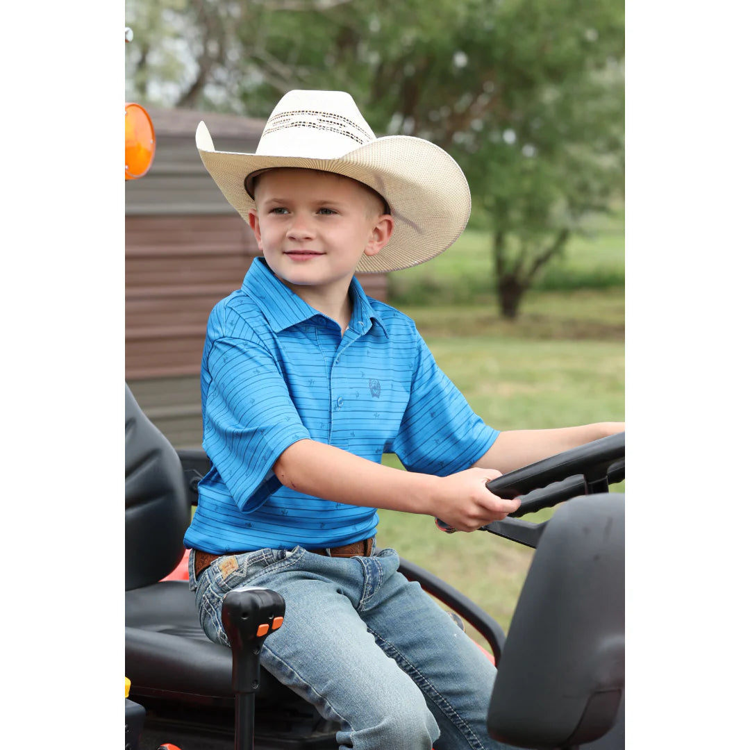 Cinch Western Boy's Polo Shirt - Blue