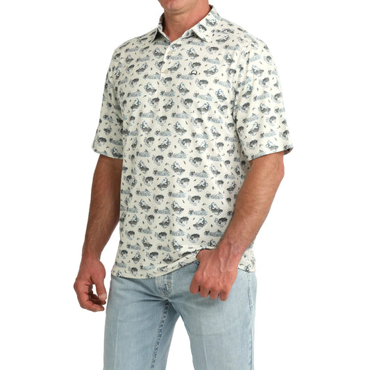 Cinch Men's Short Sleeve Arena Flex Polo- Cream