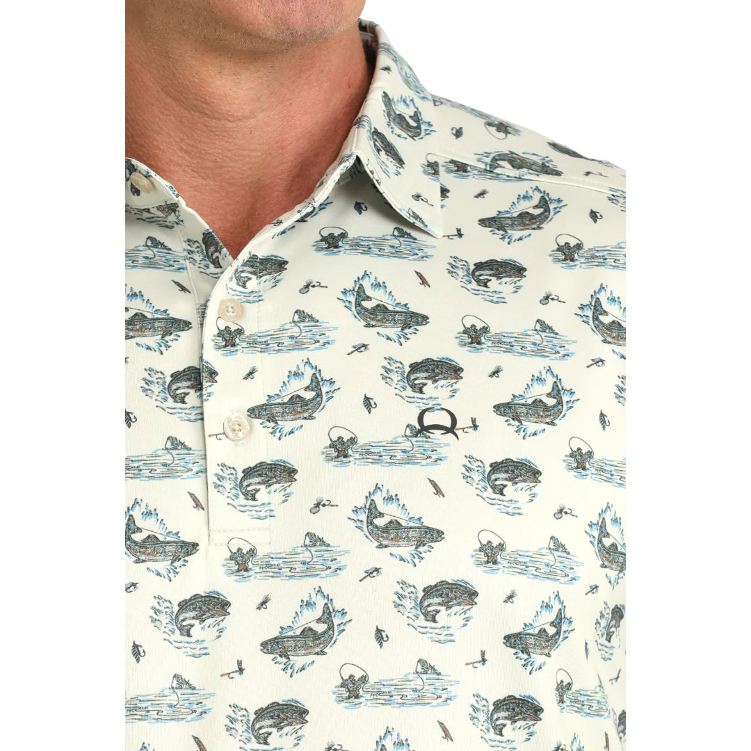 Cinch Men's Short Sleeve Arena Flex Polo- Cream