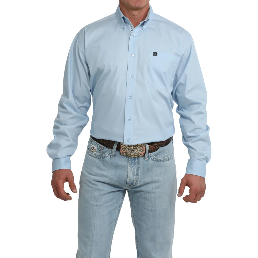 Cinch Men's Long Sleeve  Print Shirt- Light Blue