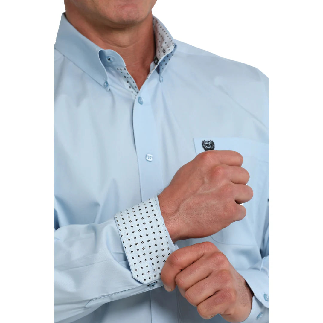 Cinch Men's Long Sleeve  Print Shirt- Light Blue