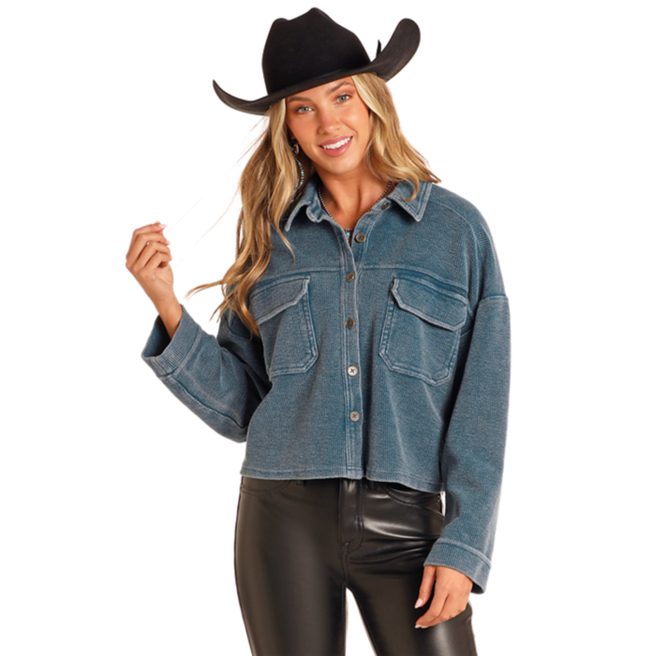 Rock & Roll Women's Relaxed Corduroy Button Down Shirt - Assorted