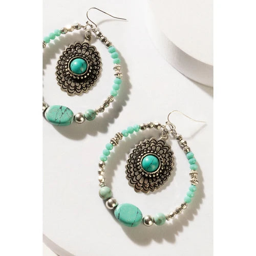 Myra Eagle Moon Earrings- Turquoise