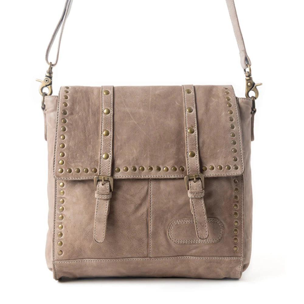 Myra Rune Leather Crossbody Bag- Ashwood Tan