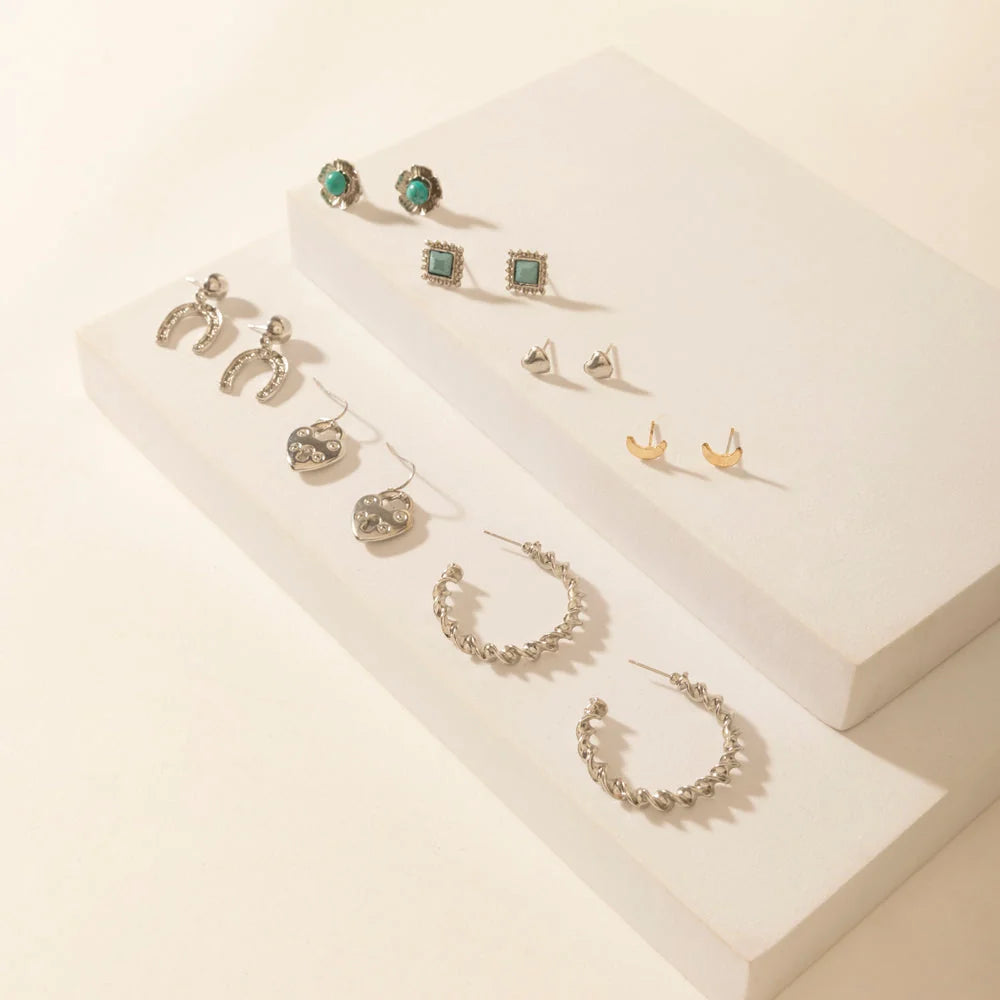 Myra Moonbeam Earring Set - Silver Shine