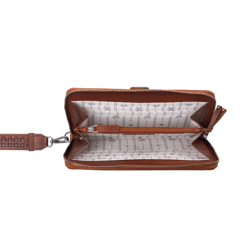 Myra Zidana Elko Braided Veg Tanned Leather Wallet- Auburn Glow