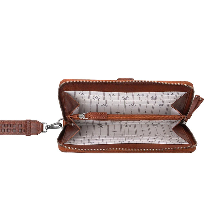 Myra Zidana Elko Braided Veg Tanned Leather Wallet- Auburn Glow