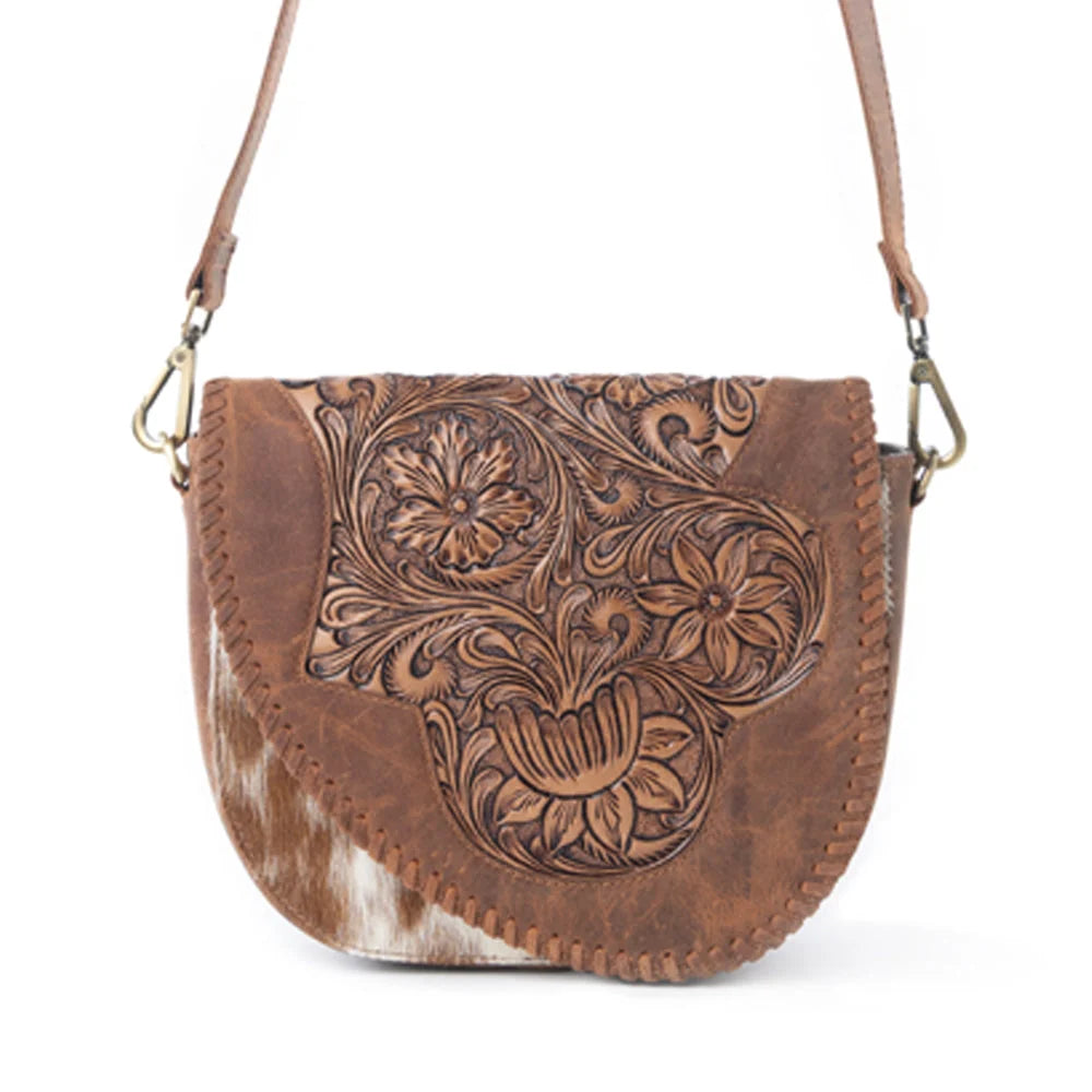 Myra Bronco Ridge Hand Tooled Bag- Canyon Tan
