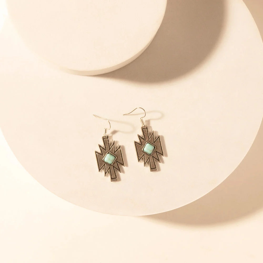 Myra Starburst Earrings with Turquoise Center