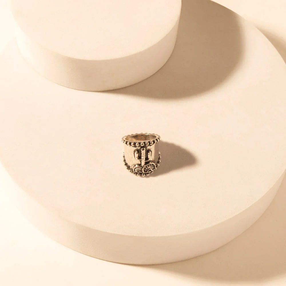 Myra Cactus Country Adjustable Ring- Silver