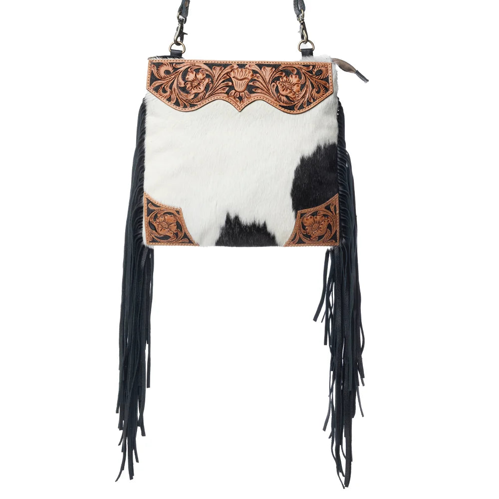 Myra Tumbleweed Trail Fringe Hand Tooled Bag