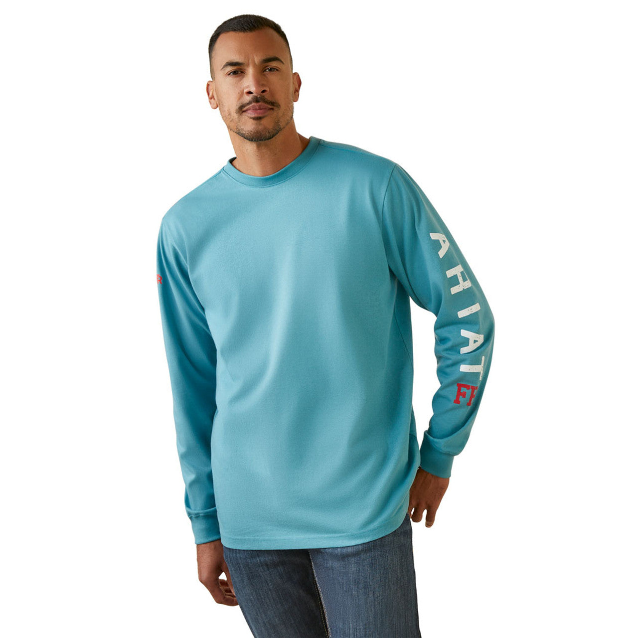 Ariat Men's Fire Resistant Roughneck Skull Logo LS T-Shirt - Storm Blue