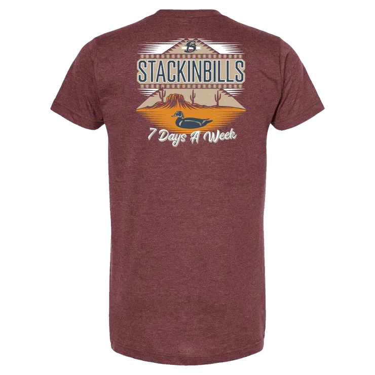 Stackin Bills Butte Tee Shirt - Maroon