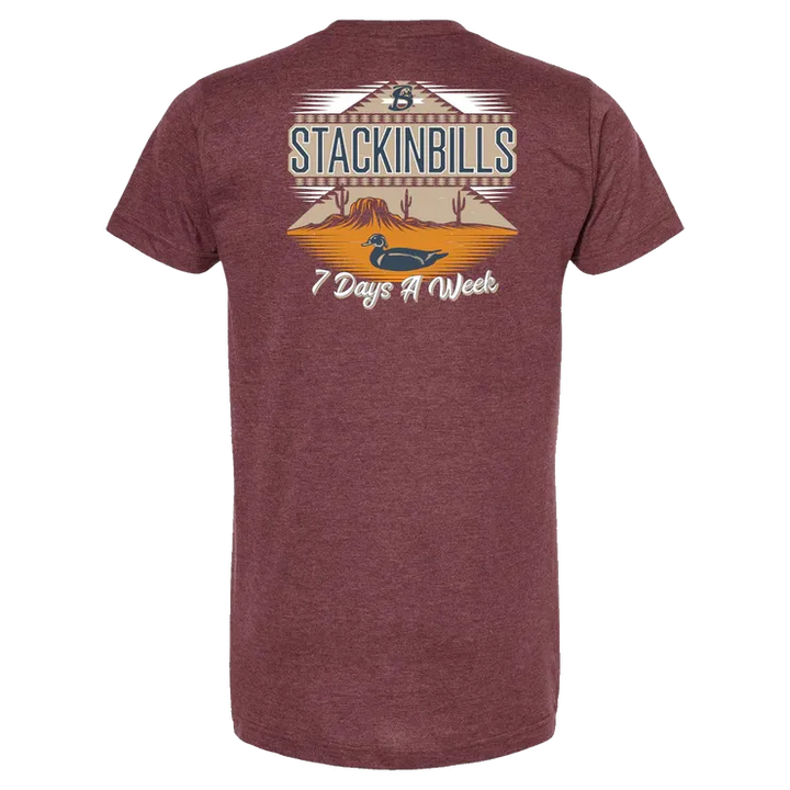 Stackin Bills Butte Tee Shirt - Maroon