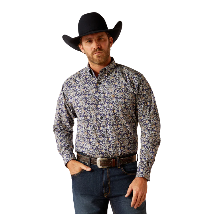 Ariat Men's Creighton Classic Fit Long Sleeve Shirt- Brown