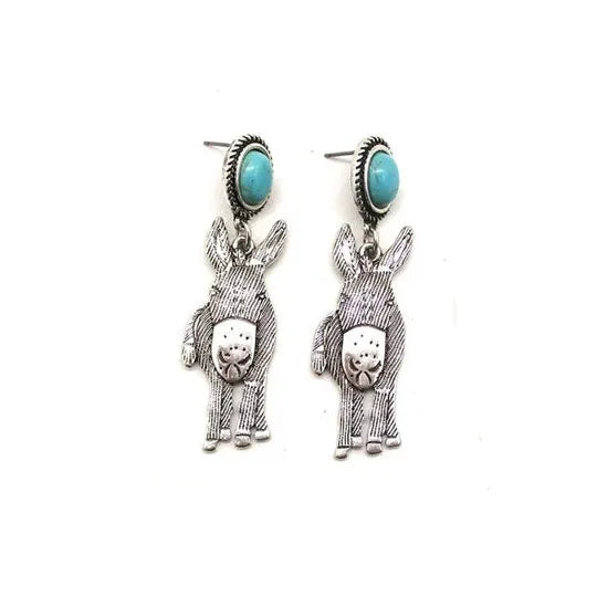 Snowing West Donkey Turquoise Stone Stud Earrings