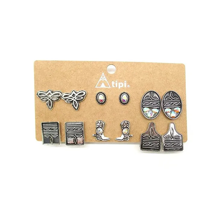 Snowing West 6 Pair Mixed Earring Set