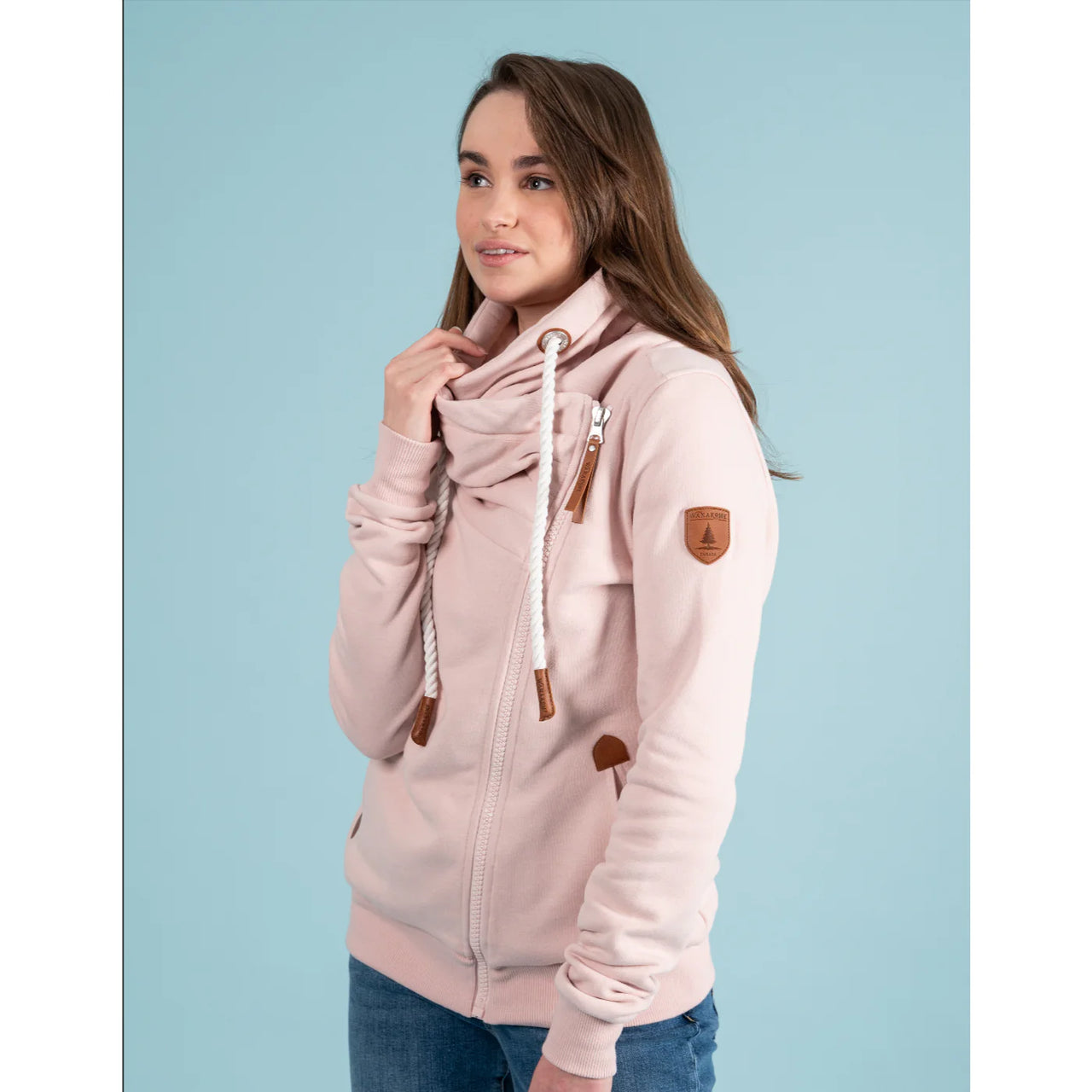 Wanakome ATHENA Asymmetric Full Zip Hoodie-Sepia Rose