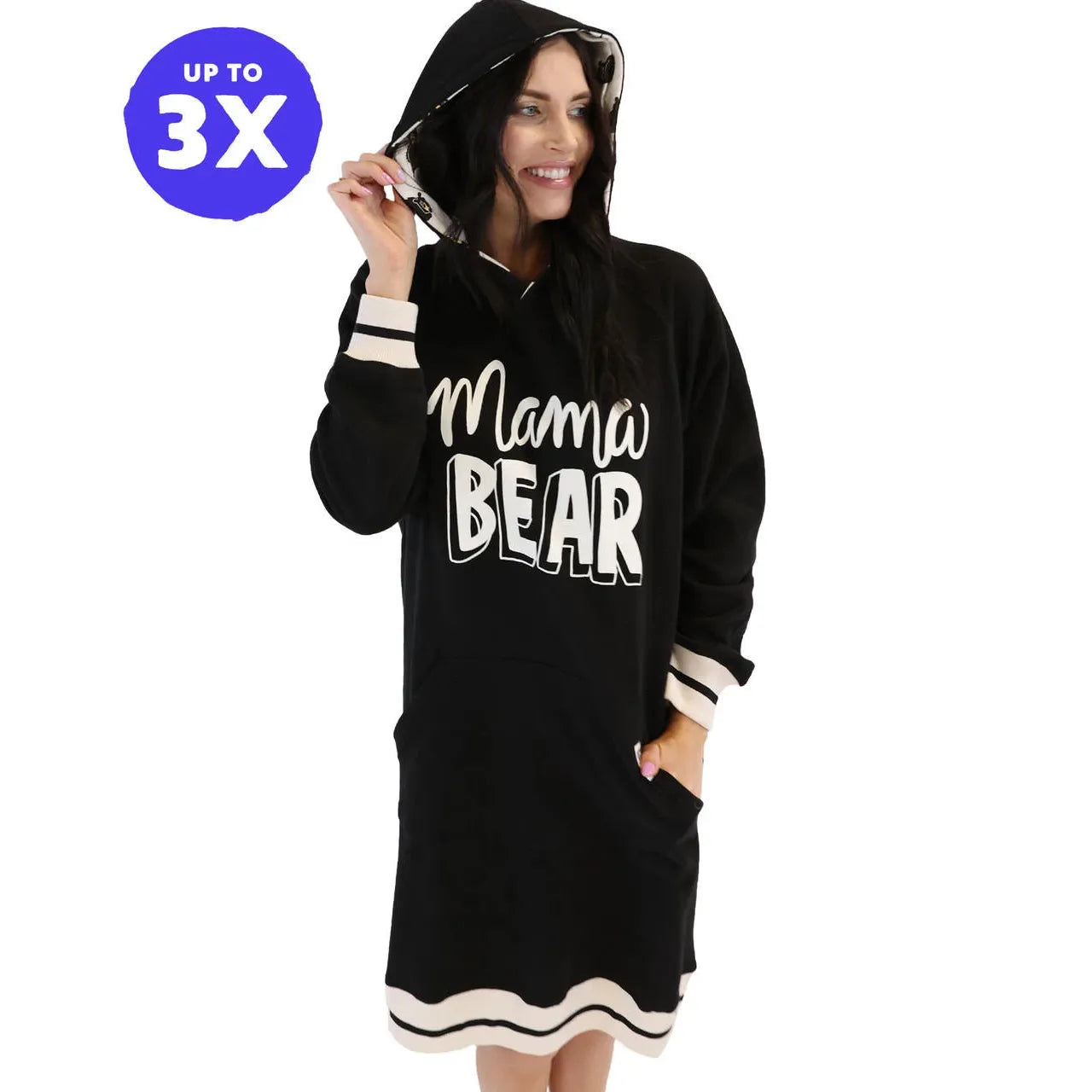 Lazy One Unisex Mama Bear Sleep Hoodie- Black