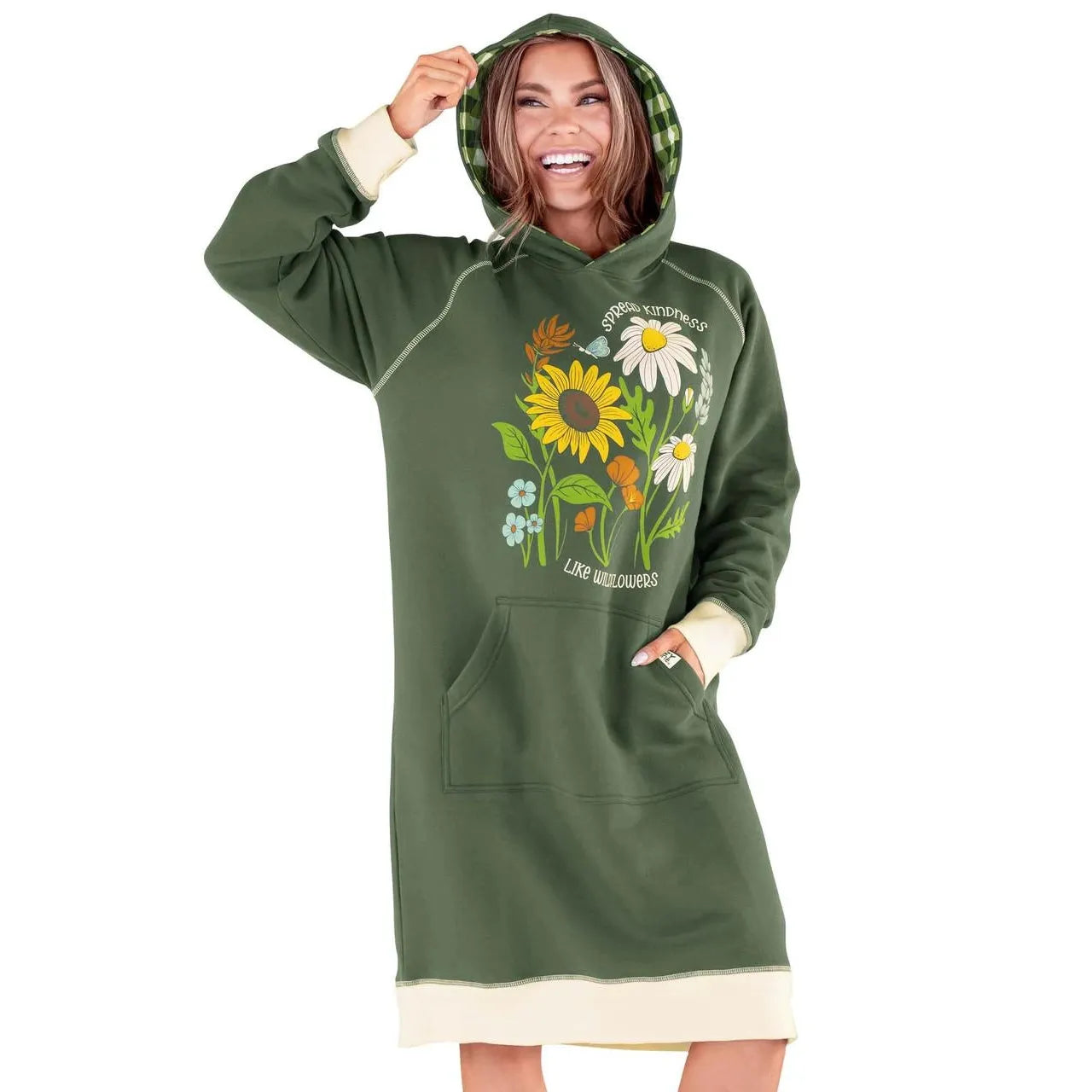 Lazy One Unisex Wildflower Sleep Hoodie- Green