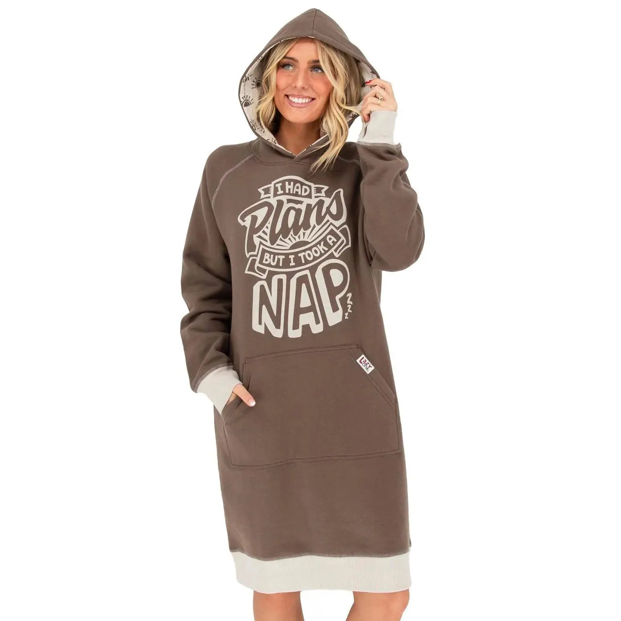 Lazy One Unisex Had Plans But Took A Nap Sleep Hoodie- Brown