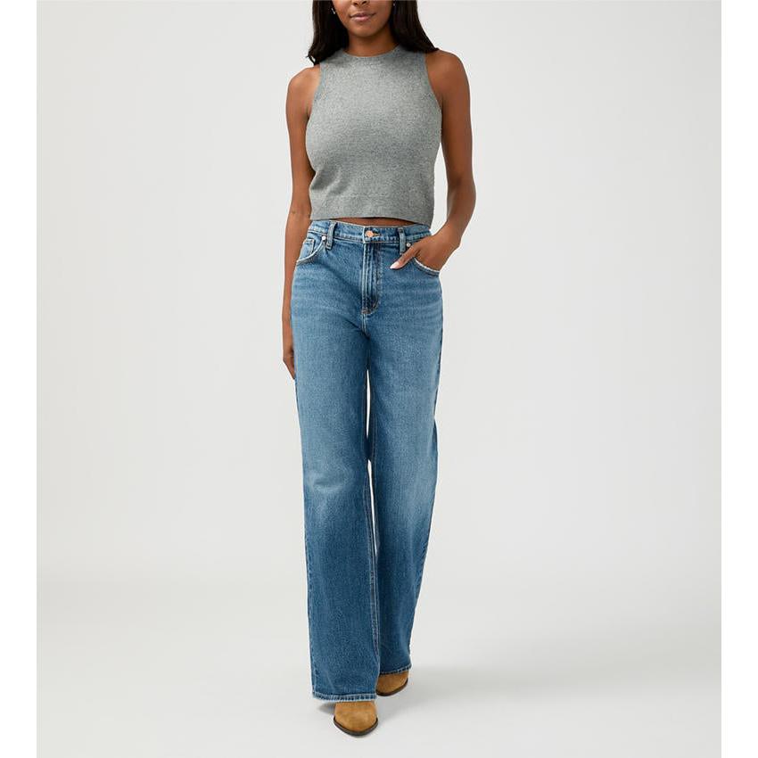 Silver Women's Baggy Midrise Bootcut Jeans- Acoustic