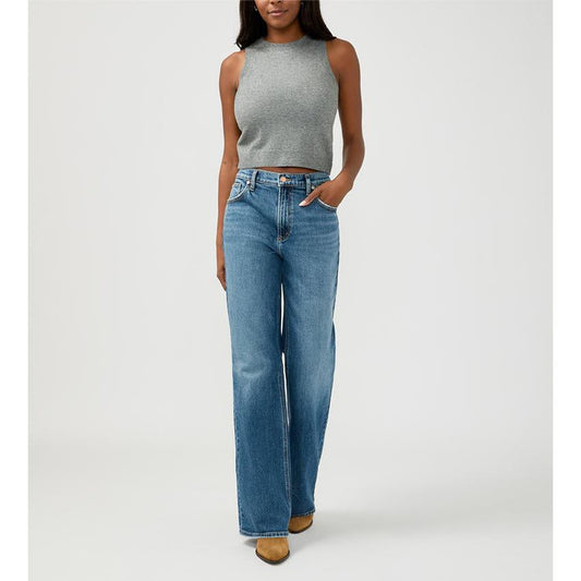 Silver Women's Baggy Midrise Bootcut Jeans- Acoustic