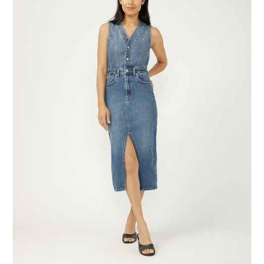 Silver Women's Denim Midi Dress -Upney