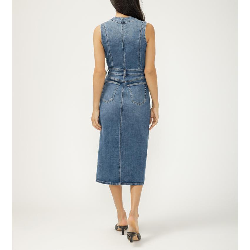 Silver Women's Denim Midi Dress -Upney