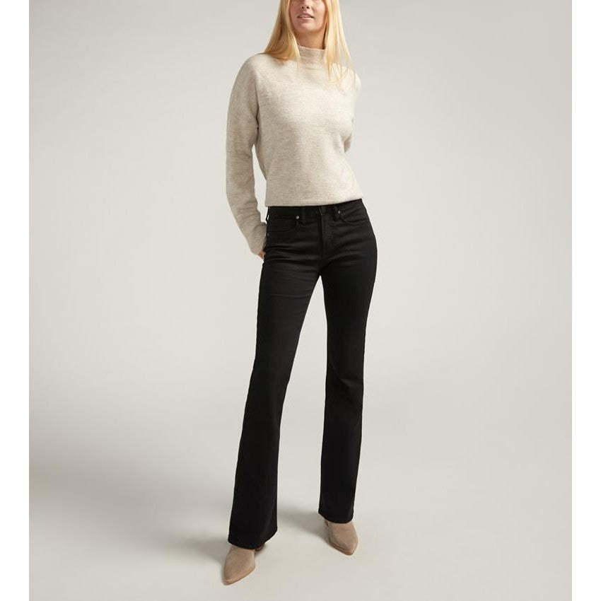 Silver Suki Women's Midrise Bootcut Jeans- Black Denim
