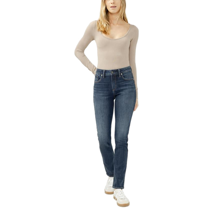 Silver Women's High Rise Avery Straight Leg Jeans- Maisie