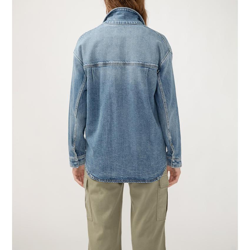 Silver Women's Shirt Jacket-Indigo