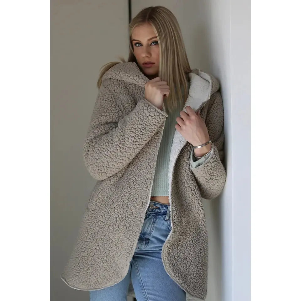 Angie Women's Super Soft Reversible Hooded Jacket - Ivory