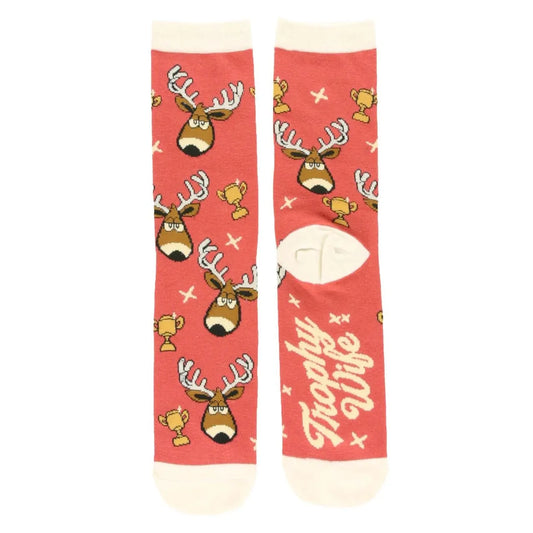 Lazy One Unisex Trophy Wife Crew Sock - Pink