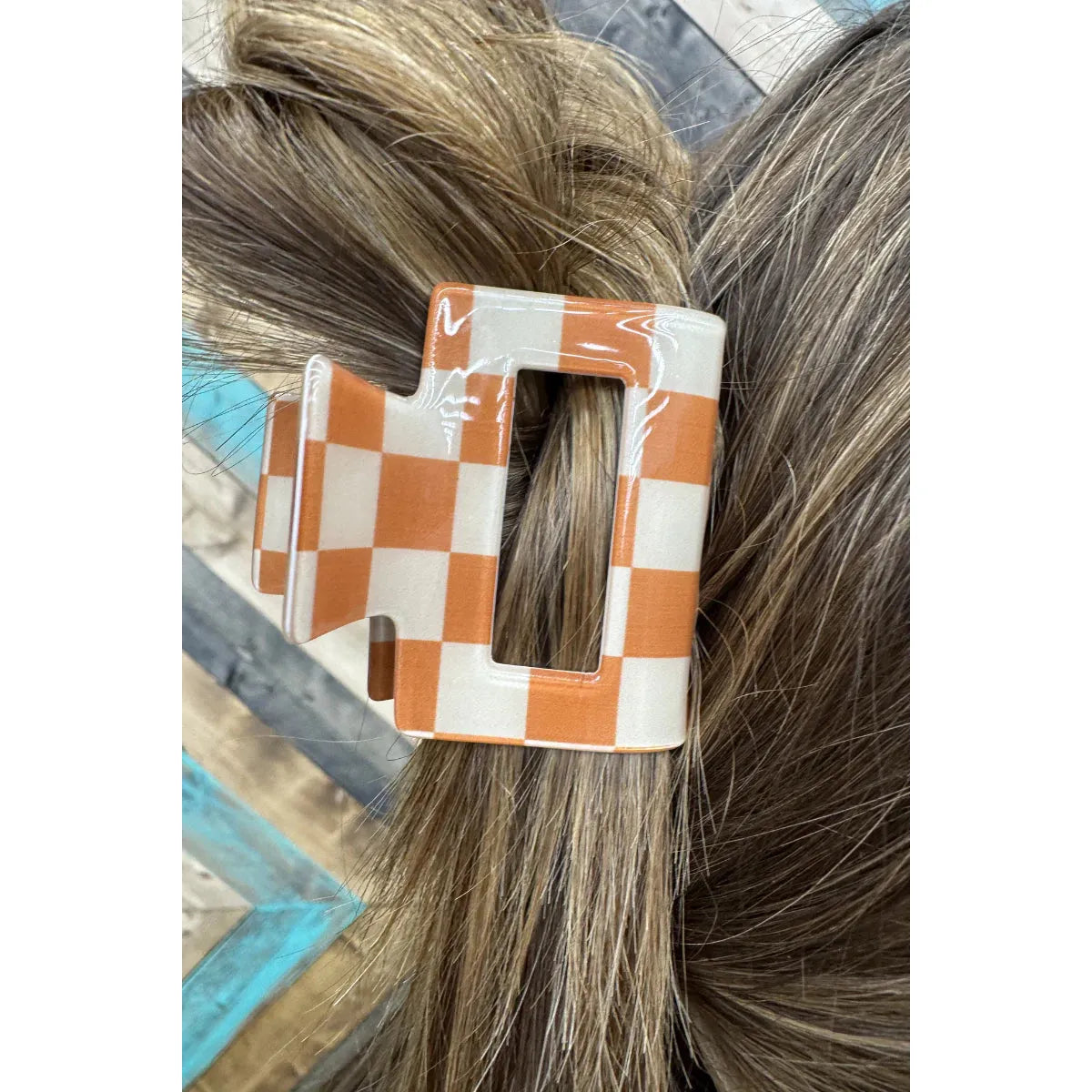 Sterling Kreek Mini Checked Funky Orange Clip